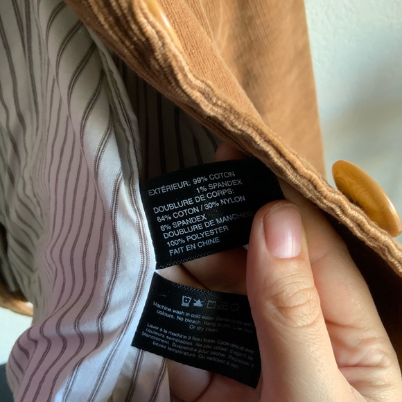 Club Monaco Blazer Corduroy Brown Size 8 - Picture 6 of 6